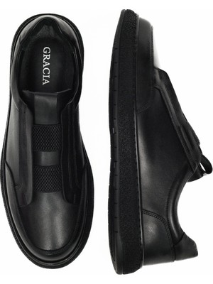 Erkek Siyah Klasik Ayakkabı Rahat Tabanlı Günlük Ofis Sneaker Bağcıksız Ortopedik Kaymaz Okul Casual