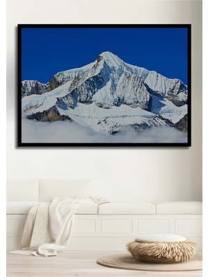 Çerçeve Görünümlü Buzul Dağı Yağlı Boya Görünümlü Dekoratif Ahşap Ev/işyeri/ofis Kare Tablo