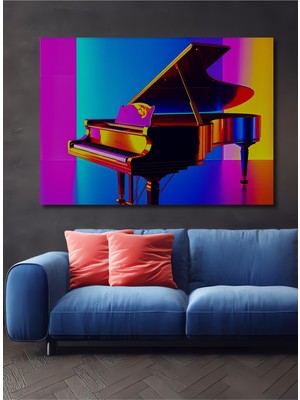 Neon Işıltılı Piyano Modern Sanat Dekoratif Ahşap Ev/işyeri/ofis Kare Tablo