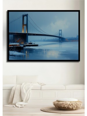 Çerçeve Görünümlü Buz Köprüsü Yağlı Boya Görünümlü Dekoratif Ahşap Ev/işyeri/ofis Kare Tablo