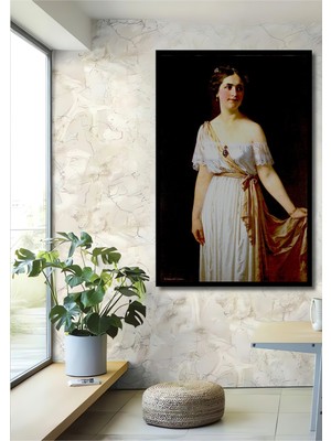 Çerçeve Görünümlü Zarif Hanımefendi Yağlı Boya Görünümlü Dekoratif Ahşap Ev/işyeri/ofis Kare Tablo