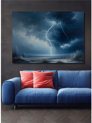 Fırtına Esintili Yağlı Boya Görünümlü Dekoratif Ahşap Ev/işyeri/ofis Kare Tablo