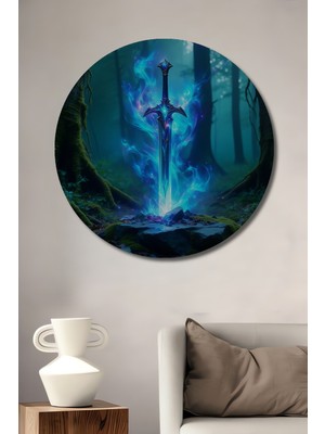 Efsanevi Orman Kılıcı Dekoratif Ahşap Ev/işyeri/ofis Yuvarlak Tablo