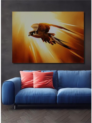 Altın Şahin Yağlı Boya Görünümlü Dekoratif Ahşap Ev/işyeri/ofis Kare Tablo