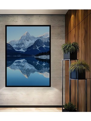 Çerçeve Görünümlü Buzul Dağların Rüyası Dekoratif Ahşap Ev/işyeri/ofis Kare Tablo
