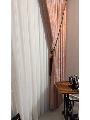 Nivemes Home 450 x 270 cm Beyaz Mızraklı Tül Perde Sık Pileli Polyester Kumaş Düz Desen