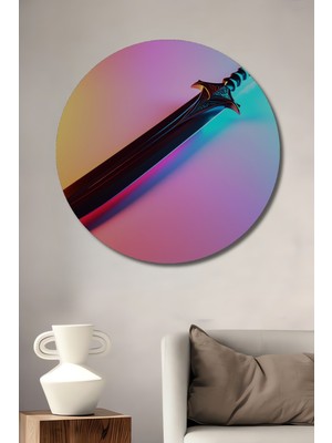 Neon Işıltılı Kılıç Modern Sanat Ev/işyeri/ofis Dekoratif Ahşap Yuvarlak Tablo