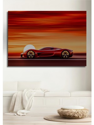 Kızıl Günbatımı Rüya Araba Dekoratif Ahşap Ev/işyeri/ofis Kare Tablo