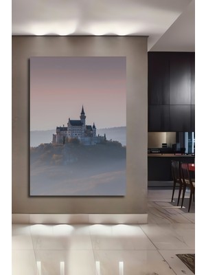 Neuschwanstein Şatosu Pastel Boya Görünümlü Dekoratif Ahşap Ev/işyeri/ofis Kare Tablo