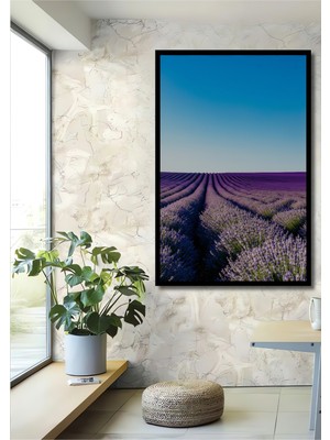 Çerçeve Görünümlü Sonsuz Lavanta Tarlası Rüyası Dekoratif Ahşap Ev/işyeri/ofis Kare Tablo