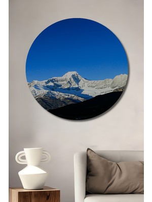 Kar Manzaralı Dağların Büyüleyici Yağlı Boya Görünümlü Dekoratif Ahşap Ev/işyeri/ofis Tablo