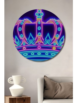 Neon Işıklı Kraliyet Tacı Dekoratif Ahşap Ev/işyeri/ofis Yuvarlak Tablo