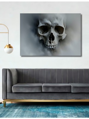 Sisli Kafatası Yağlı Boya Görünümlü Dekoratif Ahşap Ev/işyeri/ofis Kare Tablo