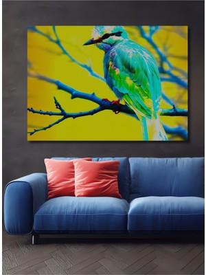 Tropikal Kuş Yağlı Boya Görünümlü Dekoratif Ahşap Ev/işyeri/ofis Kare Tablo