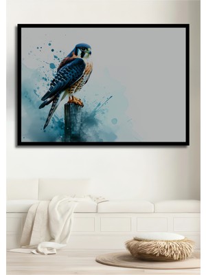 Çerçeve Görünümlü Sulu Boya Görünümlü Şahin Kuşu Dekoratif Ahşap Ev/işyeri/ofis Kare Tablo