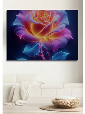 Neon Işıltılı Gül Yağlı Boya Görünümlü Dekoratif Ahşap Ev/işyeri/ofis Kare Tablo