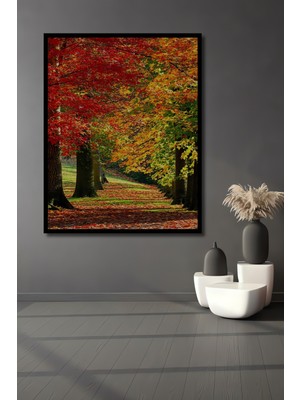 Çerçeve Görünümlü Sonbahar Renkleri Yağlı Boya Görünümlü Dekoratif Ahşap Ev/işyeri/ofis Kare Tablo