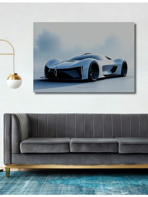 Fütüristik Beyaz Araba Modern Sanat Dekoratif Ahşap Ev/işyeri/ofis Kare Tablo