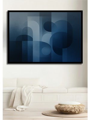 Çerçeve Görünümlü Mavi Geometrik Dans Modern Sanat Dekoratif Ahşap Ev/işyeri/ofis Kare Tablo