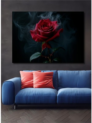 Dumanlı Güller Yağlı Boya Görünümlü Dekoratif Ahşap Ev/işyeri/ofis Kare Tablo