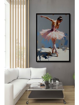 Çerçeve Görünümlü Balerin Zarafeti Yağlı Boya Görünümlü Dekoratif Ahşap Ev/işyeri/ofis Kare Tablo