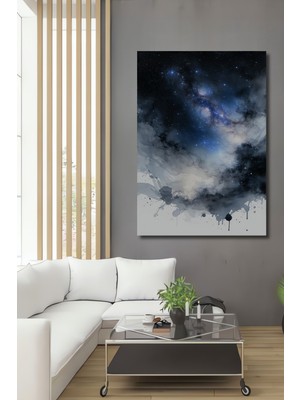 Sulu Boya Görünümlü Samanyolu Rüyası Dekoratif Ahşap Ev/işyeri/ofis Kare Tablo