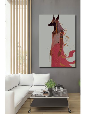 Anubis Yağlı Boya Görünümlü Modern Sanat Ev/işyeri/ofis Dekoratif Ahşap Kare Tablo