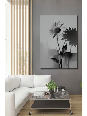 Siyah Beyaz Papatya Gölgesi Modern Sanat Dekoratif Ahşap Ev/işyeri/ofis Kare Tablo