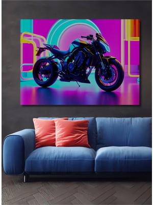 Neon Işıklı Rüya Motor Yağlı Boya Görünümlü Dekoratif Ahşap Ev/işyeri/ofis Kare Tablo