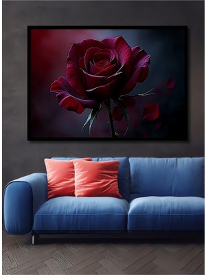 Çerçeve Görünümlü Kırmızı Gül Yağlı Boya Görünümlü Aşk Ev/işyeri/ofis Dekoratif Ahşap Kare Tablosu