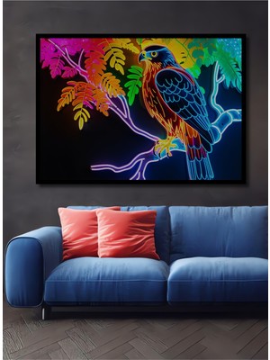 Çerçeve Görünümlü Neon Işıltılı Kartal Dekoratif Ahşap Dekoratif Ev/işyeri/ofis Kare Tablo