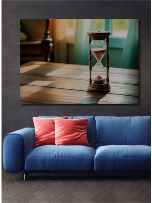 Dekoratif Ahşap Üzerine Zamanın Akışı Yağlı Boya Görünümlü Ev/işyeri/ofis Kare Tablo