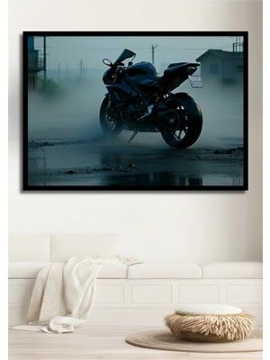 Çerçeve Görünümlü Siyah Motor Tutkusu Dekoratif Ahşap Dekoratif Ev/işyeri/ofis Kare Tablo