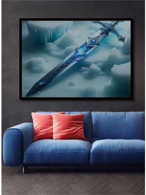 Çerçeve Görünümlü Buz Diyarı Kılıcı Yağlı Boya Görünümlü Dekoratif Ahşap Ev/işyeri/ofis Kare Tablo