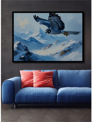 Çerçeve Görünümlü Yağlı Boya Görünümlü Şahin Uçuşu Dekoratif Ahşap Ev/işyeri/ofis Kare Tablo