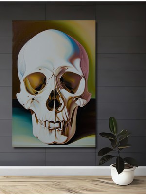 Modern Sanat Kafatası Yağlı Boya Görünümlü Dekoratif Ahşap Ev/işyeri/ofis Kare Tablo