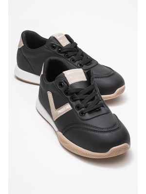 Bağcıklı Kadın Spor Ayakkabı; Siyah Vizon