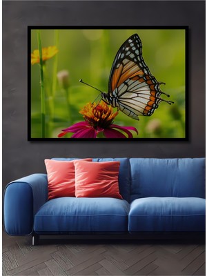 Çerçeve Görünümlü Nektar Dansı Kelebek Dekoratif Ahşap Ev/işyeri/ofis Kare Tablo