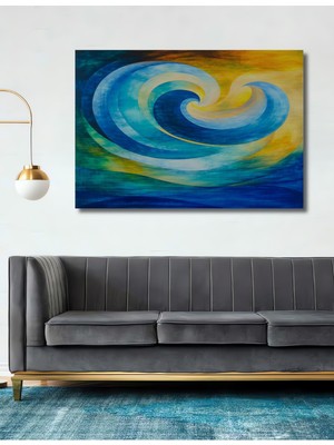 Spiral Okyanus Esintisi Yağlı Boya Görünümlü Dekoratif Ahşap Ev/işyeri/ofis Kare Tablo