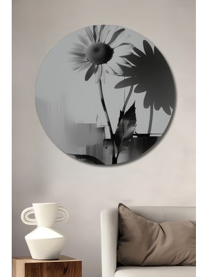Siyah Beyaz Papatya Gölgesi Modern Sanat Dekoratif Ahşap Ev/işyeri/ofis Yuvarlak Tablo