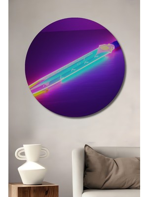 Neon Işıltılı Kılıç Modern Sanat Dekoratif Ahşap Görünümlü Ev/işyeri/ofis Yuvarlak Tablo