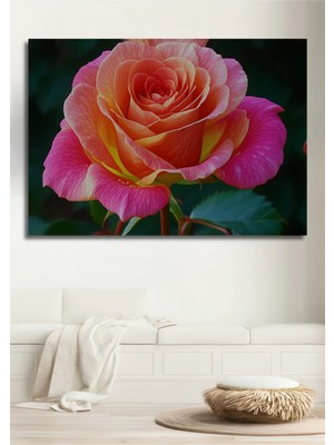 Pembe Gül Yağlı Boya Görünümlü Dekoratif Ahşap Ev/işyeri/ofis Kare Tablo