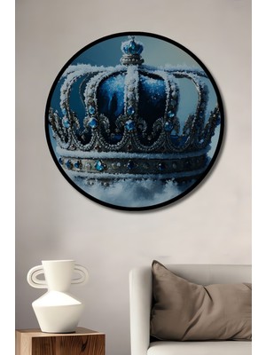 Çerçeve Görünümlü Buz Kraliçesi Taç Yağlı Boya Görünümlü Dekoratif Ahşap Işyeri/ofis Yuvarlak Tablo