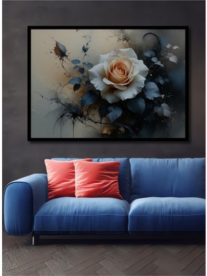 Çerçeve Görünümlü Romantik Gül Yağlı Boya Görünümlü Dekoratif Ahşap Ev/işyeri/ofis Kare Tablo