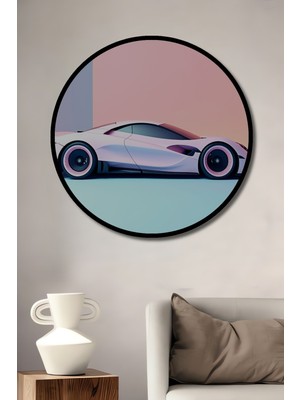 Çerçeve Görünümlü Pembe Rüya Lüks Araba Modern Sanat Yağlı Boya Görünümlü Ahşap Ofis Tablo