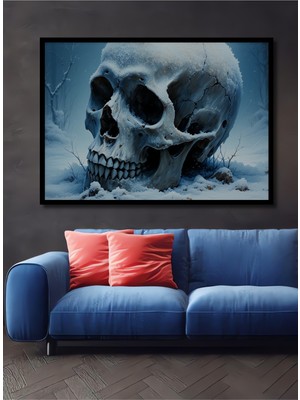 Çerçeve Görünümlü Karda Ölümün Maskesi Yağlı Boya Görünümlü Dekoratif Ahşap Işyeri/ofis Kare Tablo