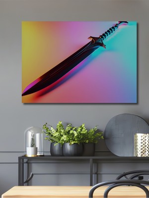 Neon Işıltılı Kılıç Modern Sanat Ev/işyeri/ofis Dekoratif Ahşap Kare Tablo