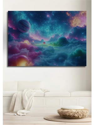 Rüya Gezegenler Pastel Boya Görünümlü Dekoratif Ahşap Dekoratif Ev/işyeri/ofis Kare Tablo