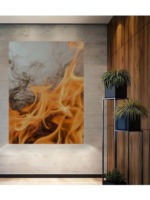 Ateş Dansı Yağlı Boya Görünümlü Dekoratif Ahşap Ev/işyeri/ofis Kare Tablo