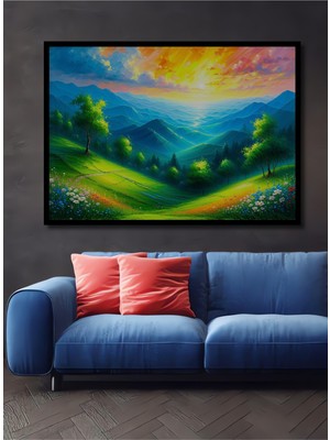 Çerçeve Görünümlü Yağlı Boya Görünümlü Doğa Manzarası Dekoratif Ahşap Ev/işyeri/ofis Kare Tablo